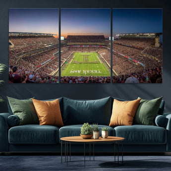 17421-MGV-CV-36X24-Kyle Field Wall Art Canvas Print, Framed Texas Stadium Art Picture Print, Kyle Field Stadium Perfect Sport Room Decor Artwork