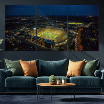 52519-MGV-CV-36X24-Michigan Football Stadium Wall Art Canvas Print, Framed Michigan Stadium Art Picture Print, Michigan Wolverines Field Perfect