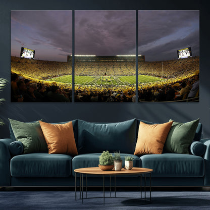 72404-MGV-CV-36X24-Michigan Wolverine Stadium Wall Art Canvas Print, Framed Michigan Stadium Art Picture Print, Football Stadium Perfect Sport Room