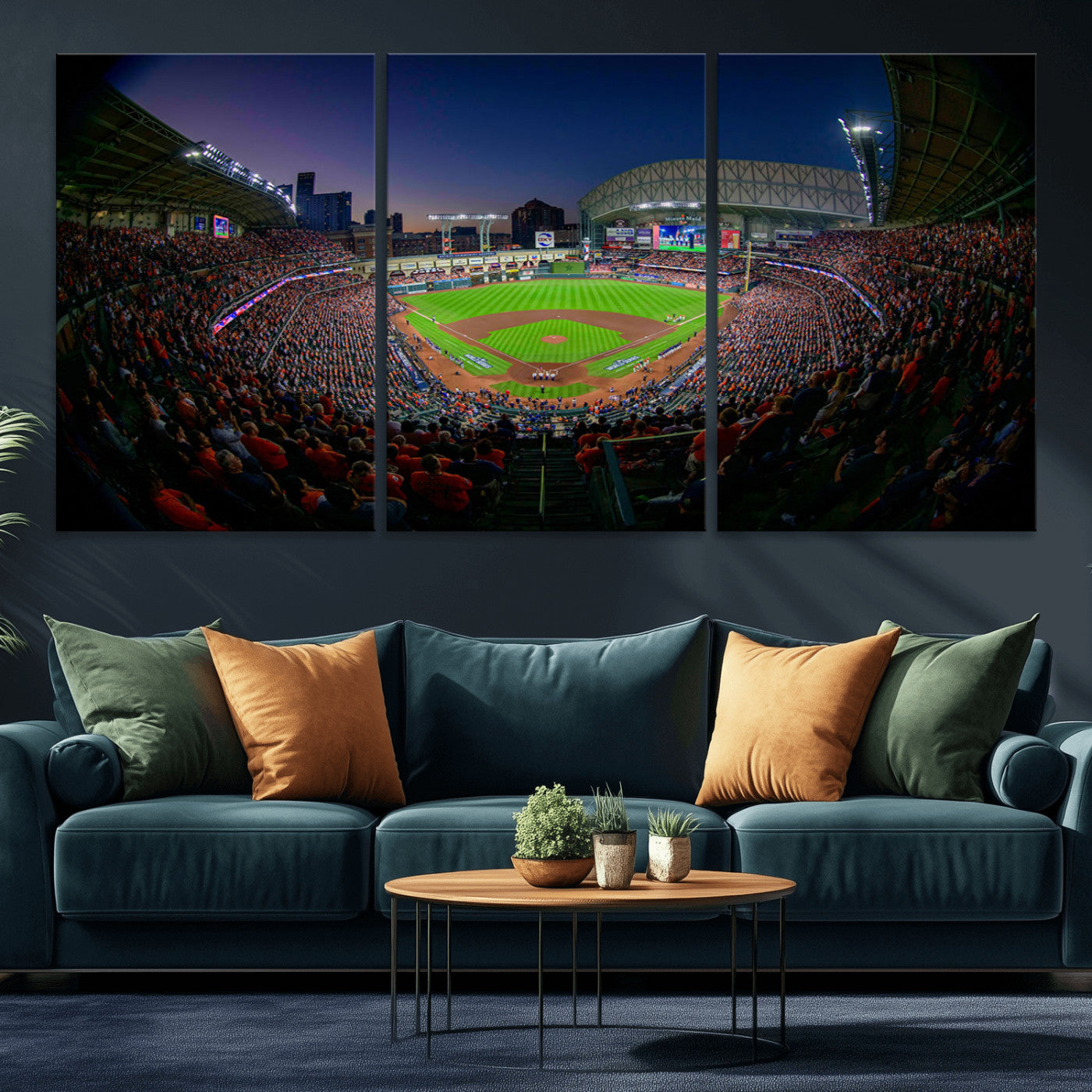 44322-MGV-CV-36X24-Minute Maid Park Wall Art Canvas Print, Framed Houston Astros Stadium Art Picture Print, Houston Astros Field Perfect Sports Room