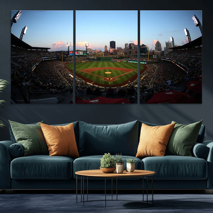 67670-MGV-CV-36X24-PNC Park Stadium Wall Art Canvas Print, Framed Pittsburgh Pirates Stadium Art Picture Print, PNC Park Field Perfect Sport Room