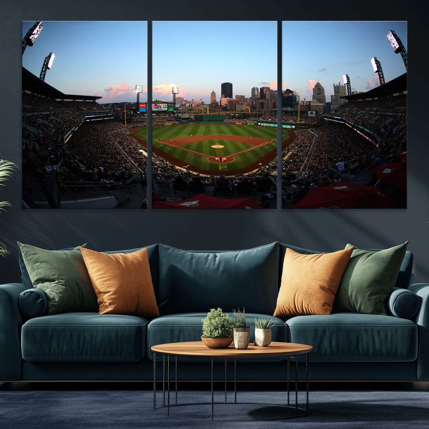67670-MGV-CV-36X24-PNC Park Stadium Wall Art Canvas Print, Framed Pittsburgh Pirates Stadium Art Picture Print, PNC Park Field Perfect Sport Room