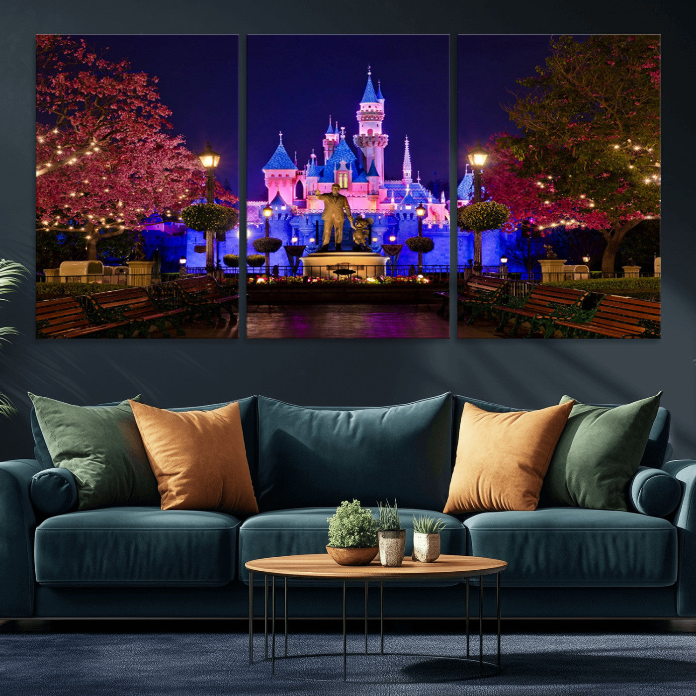 79435-MGV-CV-36X24-Disney Castle Wall Art Canvas Print, Framed Magic Kingdom Art Picture Print, Disney World Perfect Child Room Decor Artwork