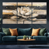 18807-MGV-CV-36X24-Lotus Flower Wall Art Canvas Print, Framed Abstract Lotus Art Picture Print, White Lotus Flower Perfect Abstract Floral Decor