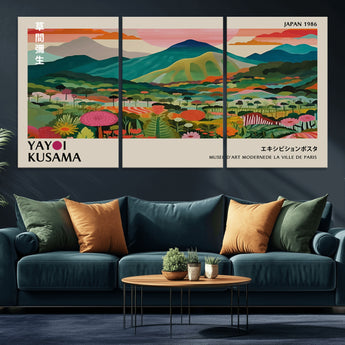 54215-MGV-CV-36X24-Yayoi Kusama Wall Art – Panoramic Japanese Landscape Canvas Print, Modern Abstract Nature Decor for Office, Bedroom or Living Room