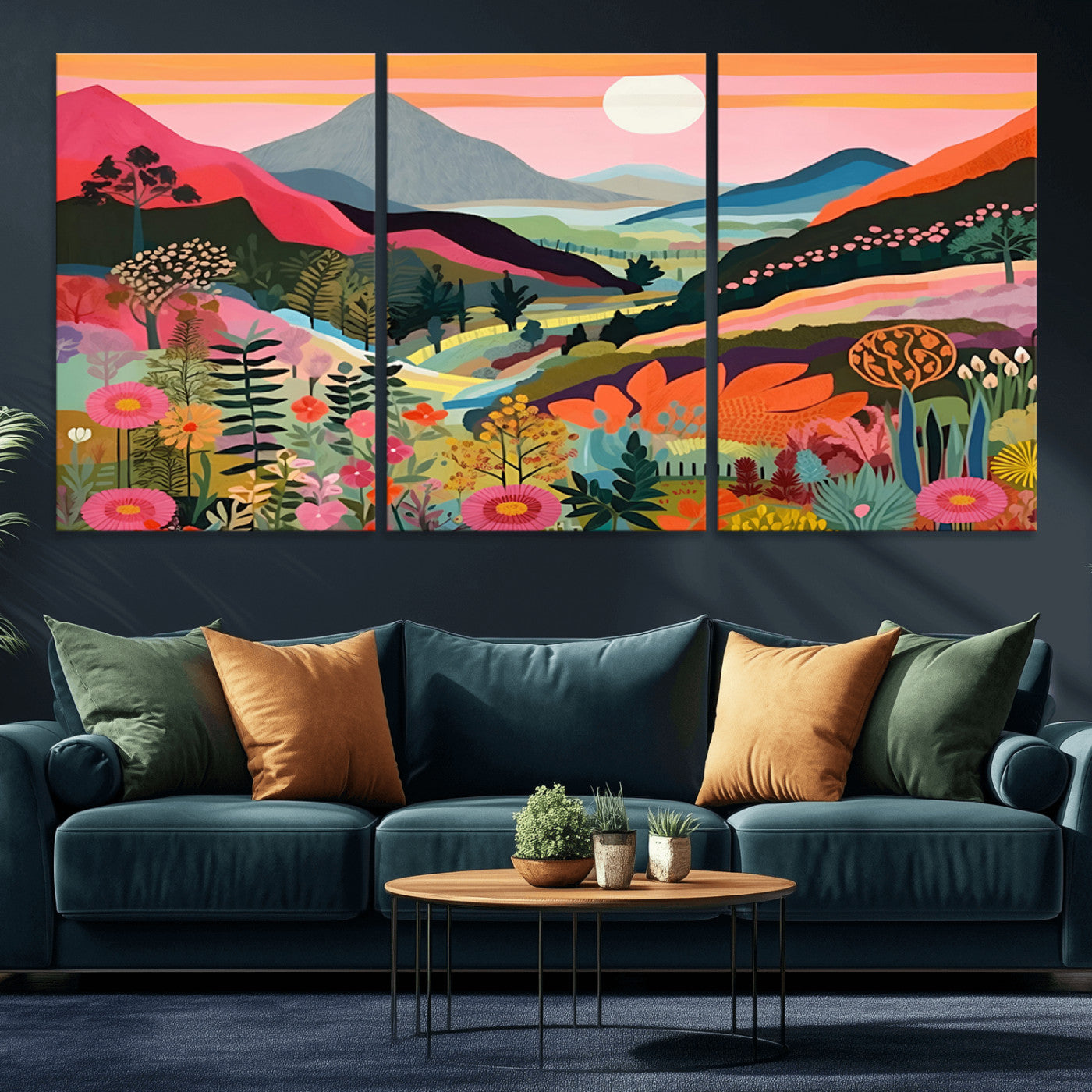 61376-MGV-CV-36X24-Floral Valley Wall Art – Panoramic Mountain Landscape Canvas Print, Vibrant Nature Decor for Living Room, Office, or Bedroom