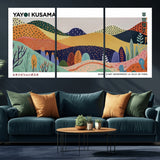 66936-MGV-CV-36X24-Kusama Wall Art – Vibrant Abstract Hills Canvas Print, Japanese Modern Landscape Poster for Living Room, Office, Studio or