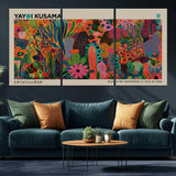 40791-MGV-CV-36X24-Kusama Inspired Wall Art – Vibrant Abstract Floral Jungle Canvas Print, Bold Pop Art Botanical Decor for Living Room, Bedroom, or