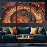 28555-MGV-CV-36X24-Tree Ring Wall Art – Rustic Wood Grain Canvas Print, Natural Texture Abstract Artwork Poster for Living Room, Bedroom, Office,