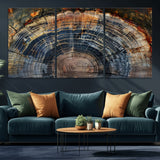 16193-MGV-CV-36X24-Tree Ring Wall Art – Abstract Wood Grain Canvas Print, Rustic Nature Texture Artwork Poster for Living Room, Bedroom, Office,