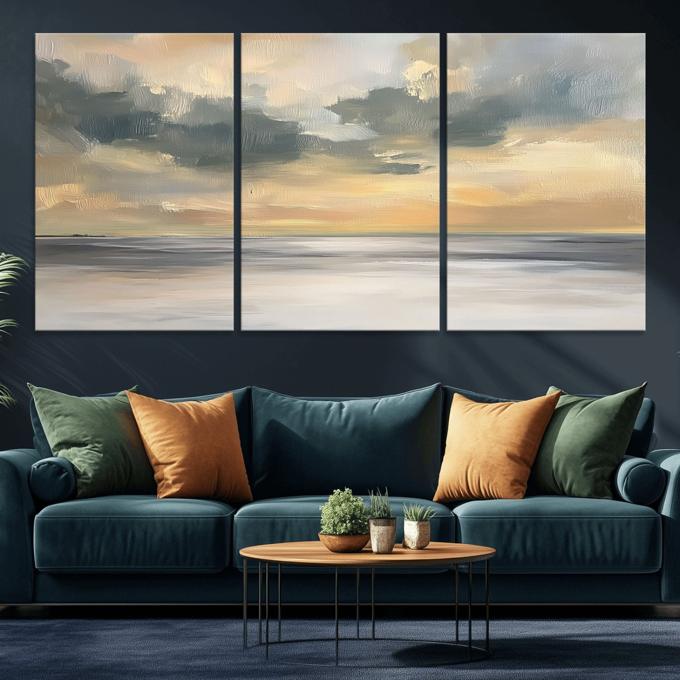 45544-MGV-CV-36X24-Ocean Sunset Wall Art – Serene Seascape Canvas Print with Golden Sky and Calm Water, Coastal Beach Artwork for Living Room,