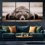 20611-MGV-CV-36X24-Grizzly Bear Wall Art – Majestic Wildlife Sepia Canvas Print, Rustic Nature Animal Artwork for Cabin, Lodge, Living Room, Bedroom,