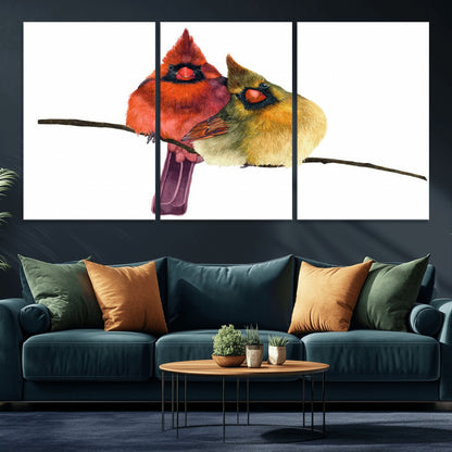 67752-MGV-CV-36X24-Cardinal Couple Wall Art – Male and Female Cardinal Canvas Print, Romantic Bird Artwork for Nature Lovers, Living Room, Bedroom,