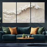 45175-MGV-CV-36X24-Textured Wave Wall Art Canvas Print, Framed Minimal Seascape Art Picture Print, Elegant Wave Perfect Modern Coastal Decor Artwork