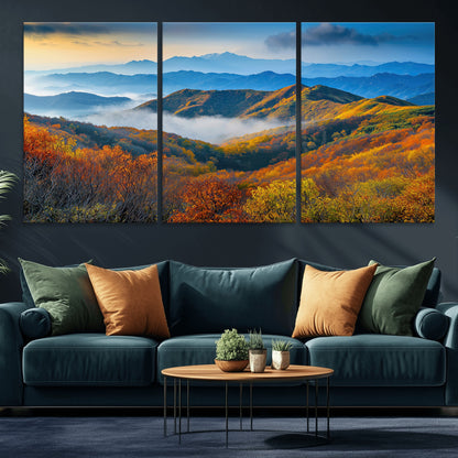 86772247-MGV-CV-36X24-Autumn Mountains Wall Art Canvas Print, Framed Fall Foliage Art Picture Print, Vibrant Hills Perfect Vibrant Nature Decor Artwork