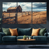 69356982-MGV-CV-36X24-Old Barn Wall Art Canvas Print, Framed Rustic Fence Art Picture Print, Wooden Farmhouse Perfect Rustic Farmhouse Decor Artwork