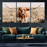 54986862-MGV-CV-36X24-Majestic Longhorn Wall Art – Canvas Print of Graceful Strength & Bold Spirit, Wild Plains Beauty Nature Inspired Rustic Decor for