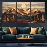 39116082-MGV-CV-36X24-Wood Mountain Landscape Wall Art Canvas Print, Framed Sunset Hills Art Picture Print, Abstract Nature Perfect Boho Decor Artwork