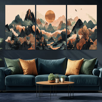 46509506-MGV-CV-36X24-Mountain Wall Art – Sunset Canvas Print, Nature Inspired Artwork, Scenic Wall Decor for Living Room, Bedroom, Office