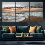 40632752-MGV-CV-36X24-Ocean Sunset Wall Art Canvas Print, Framed Beach Waves Art Picture Print, Coastal Scene Perfect Coastal Decor Artwork