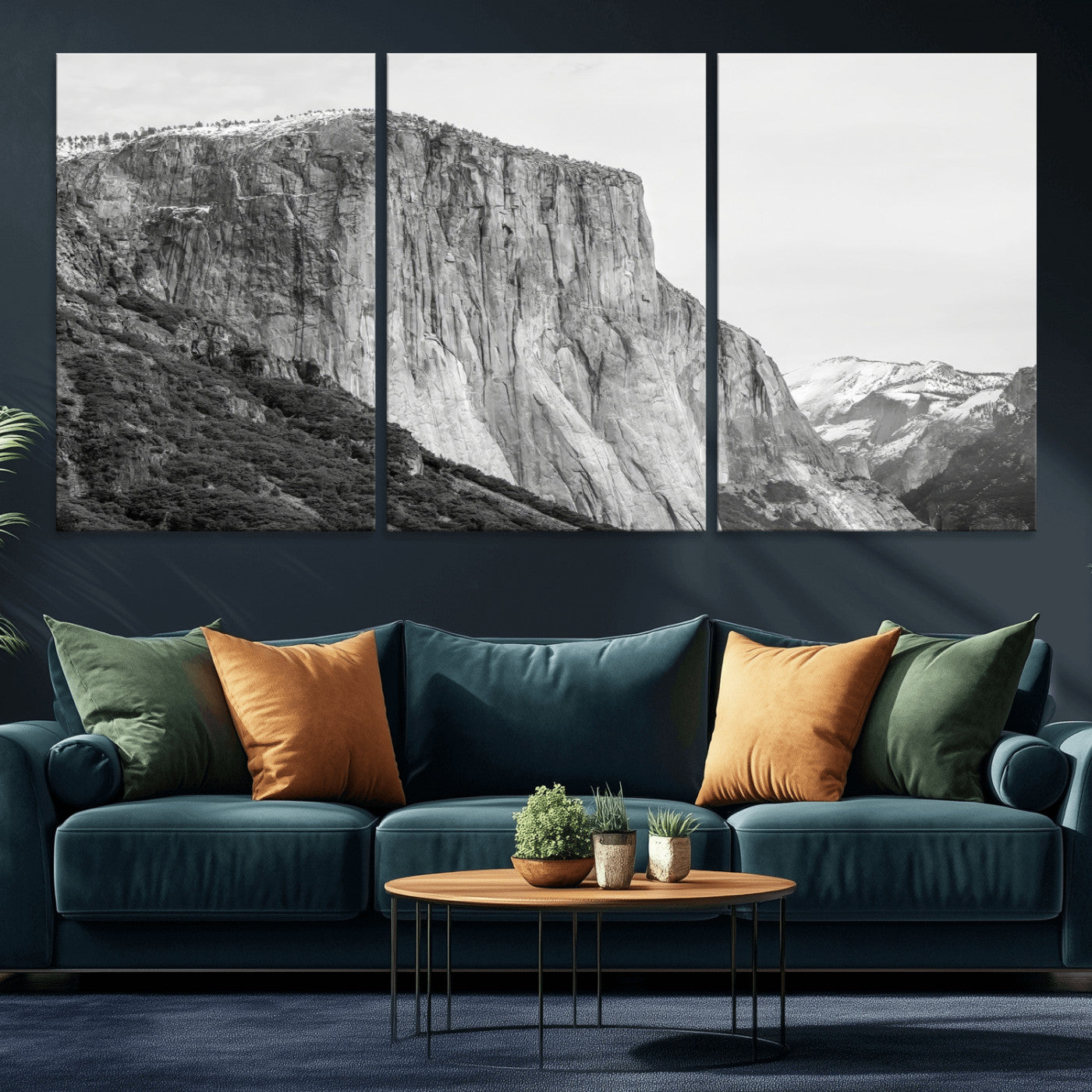 39393420-MGV-CV-36X24-El Capitan Wall Art Canvas Print, Framed Yosemite Cliff Art Picture Print, Monochrome Mountain Perfect Monochrome Sierra Decor