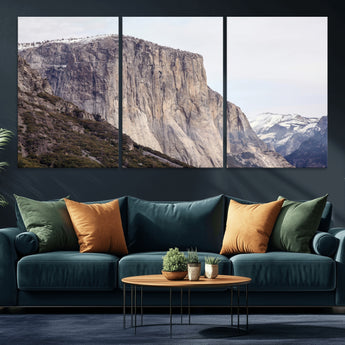 74506434-MGV-CV-36X24-El Capitan Wall Art Canvas Print, Framed Yosemite Cliff Art Picture Print, Sierra Nevada Perfect Sierra Minimalism Decor Artwork