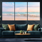 74679437-MGV-CV-36X24-Pastel Ocean Wall Art Canvas Print, Framed Beach Waves Art Picture Print, Soft Sunset Perfect Pastel Coastal Decor Artwork