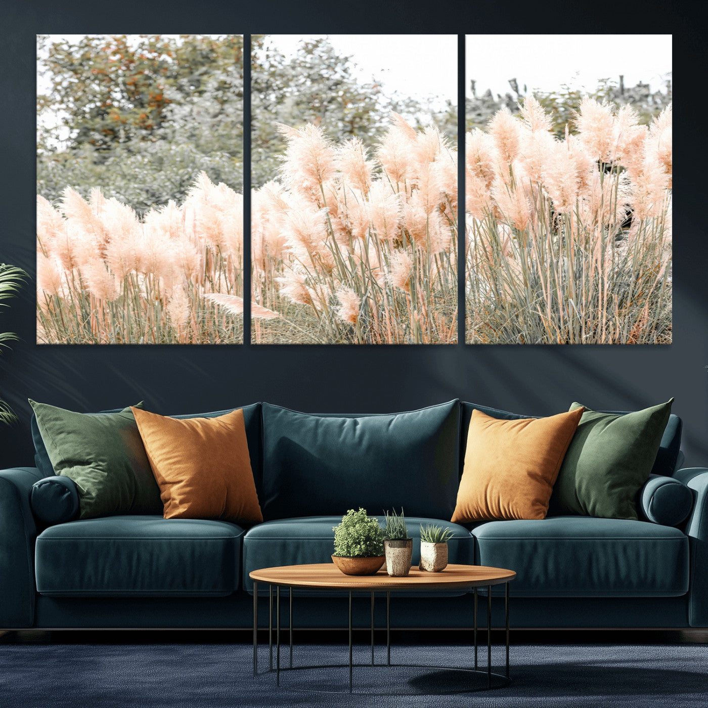 21826392-MGV-CV-36X24-Pampas Grass Wall Art Canvas Print, Framed Soft Pampas Art Picture Print, Pastel Grasses Perfect Soft Neutral Boho Decor Artwork
