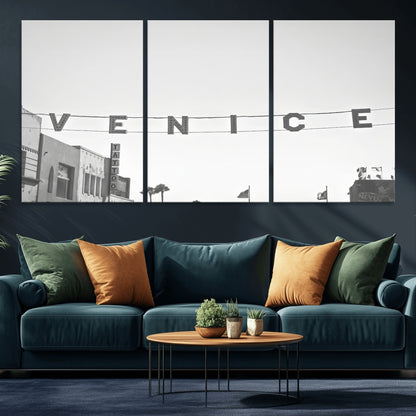 68254589-MGV-CV-36X24-Venice Sign Wall Art Canvas Print, Framed Venice Letters Art Picture Print, Los Angeles Perfect Minimalist Urban Decor Artwork
