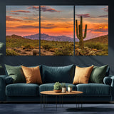 25332783-MGV-CV-36X24-Saguaro Cactus Wall Art Canvas Print, Framed Arizona Sunset Art Picture Print, Sonoran Desert Perfect Southwestern Boho Decor