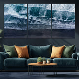 87941475-MGV-CV-36X24-Black Beach Wall Art Canvas Print, Framed Aerial Ocean Art Picture Print, Moody Coastal Perfect Modern Coastal Decor Artwork