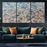 26580287-MGV-CV-36X24-Clear Water Wall Art Canvas Print, Framed Sunlit Ripples Art Picture Print, Ocean Texture Perfect Modern Coastal Decor Artwork