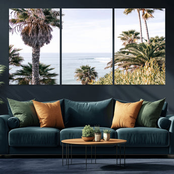 51404565-MGV-CV-36X24-Palm Trees Wall Art Canvas Print, Framed Ocean Breeze Art Picture Print, Coastal View Perfect Tropical Coastal Decor Artwork