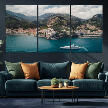 20321590-MGV-CV-36X24-Amalfi Coast Wall Art Canvas Print, Framed Italy Travel Art Picture Print, Mediterranean Landscape Perfect Mediterranean Coastal