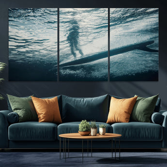 71192524-MGV-CV-36X24-Submerged Surf Wall Art Canvas Print, Framed Underwater Perspective Art Picture Print, Ocean Surf Perfect Coastal Adventure Decor