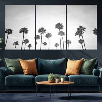62298277-MGV-CV-36X24-Monochrome Palms Wall Art Canvas Print, Framed Minimalist Trees Art Picture Print, Silhouetted Palms Perfect Tropical Minimalist