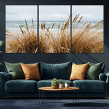 14270839-MGV-CV-36X24-Beach Grass Wall Art Canvas Print, Framed Coastal Dunes Art Picture Print, Dune Grass Perfect Coastal Minimalist Decor Artwork
