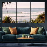 23287092-MGV-CV-36X24-Ocean Surfer Wall Art Canvas Print, Framed Coastal Surf Art Picture Print, Tropical Beach Perfect Tropical Coastal Decor Artwork