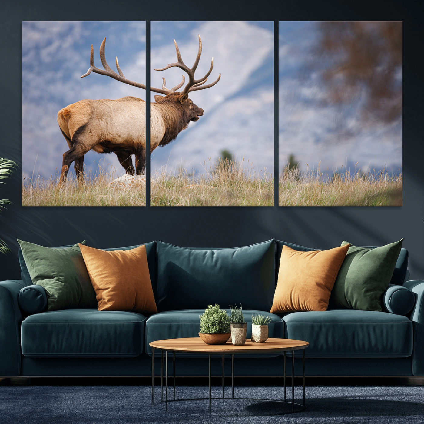 26365841-MGV-CV-36X24-Mountain Elk Art Wall Art Canvas Print, Framed Rustic Wildlife Print Art Picture Print, Lodge Style Decor Perfect Rustic Lodge