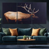 91871131-MGV-CV-36X24-Rustic Elk Art Wall Art Canvas Print, Framed Moody Wildlife Decor Art Picture Print, Western Animal Print Perfect Western Lodge