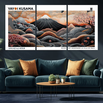 63125329-MGV-CV-36X24-Japanese Mt Fuji Wall Art – Surreal Ukiyo e Style Cherry Blossom Poster, Swirling Cloud Landscape Print, Modern Oriental Asian