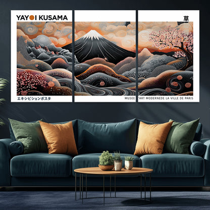 63125329-MGV-CV-36X24-Japanese Mt Fuji Wall Art – Surreal Ukiyo e Style Cherry Blossom Poster, Swirling Cloud Landscape Print, Modern Oriental Asian