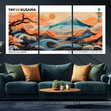 88785870-MGV-CV-36X24-Japanese Great Wave & Mt Fuji Wall Art – Ukiyo e Style Landscape Print with Flowing River, Autumn Mountain Poster, Oriental Asian