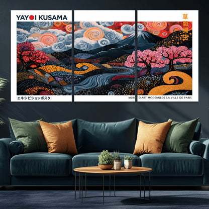 43879290-MGV-CV-36X24-Japanese Abstract Wall Art – Mount Fuji Cherry Blossom Canvas Print, Modern Asian Inspired Landscape Decor for Living Room,