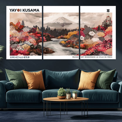 32352074-MGV-CV-36X24-Japanese Landscape Wall Art – Mount Fuji River Canvas Print, Modern Asian Inspired Nature Decor for Living Room, Bedroom, Office