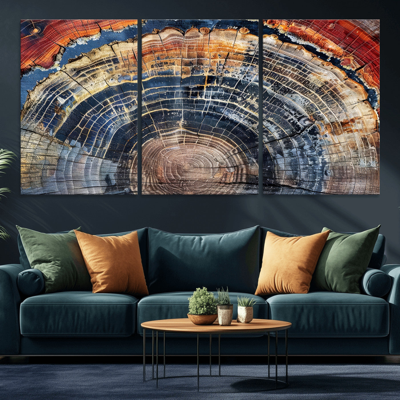 38987581-MGV-CV-36X24-Tree Ring Art Wall Art Canvas Print, Framed Rustic Wall Decor Art Picture Print, Nature Grain Print Perfect Modern Rustic Decor