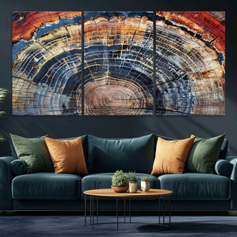 38987581-MGV-CV-36X24-Tree Ring Art Wall Art Canvas Print, Framed Rustic Wall Decor Art Picture Print, Nature Grain Print Perfect Modern Rustic Decor