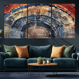 38987581-MGV-CV-36X24-Tree Ring Art Wall Art Canvas Print, Framed Rustic Wall Decor Art Picture Print, Nature Grain Print Perfect Modern Rustic Decor