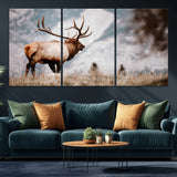 70489411-MGV-CV-36X24-Elk Photography Wall Art Canvas Print, Framed Mountain Wildlife Art Picture Print, Rustic Nature Decor Perfect Rustic Lodge Decor