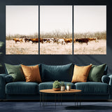 12454132-MGV-CV-36X24-Cow Herd Photography Wall Art Canvas Print, Framed Rustic Farmhouse Decor Art Picture Print, Western Ranch Style Perfect Rustic